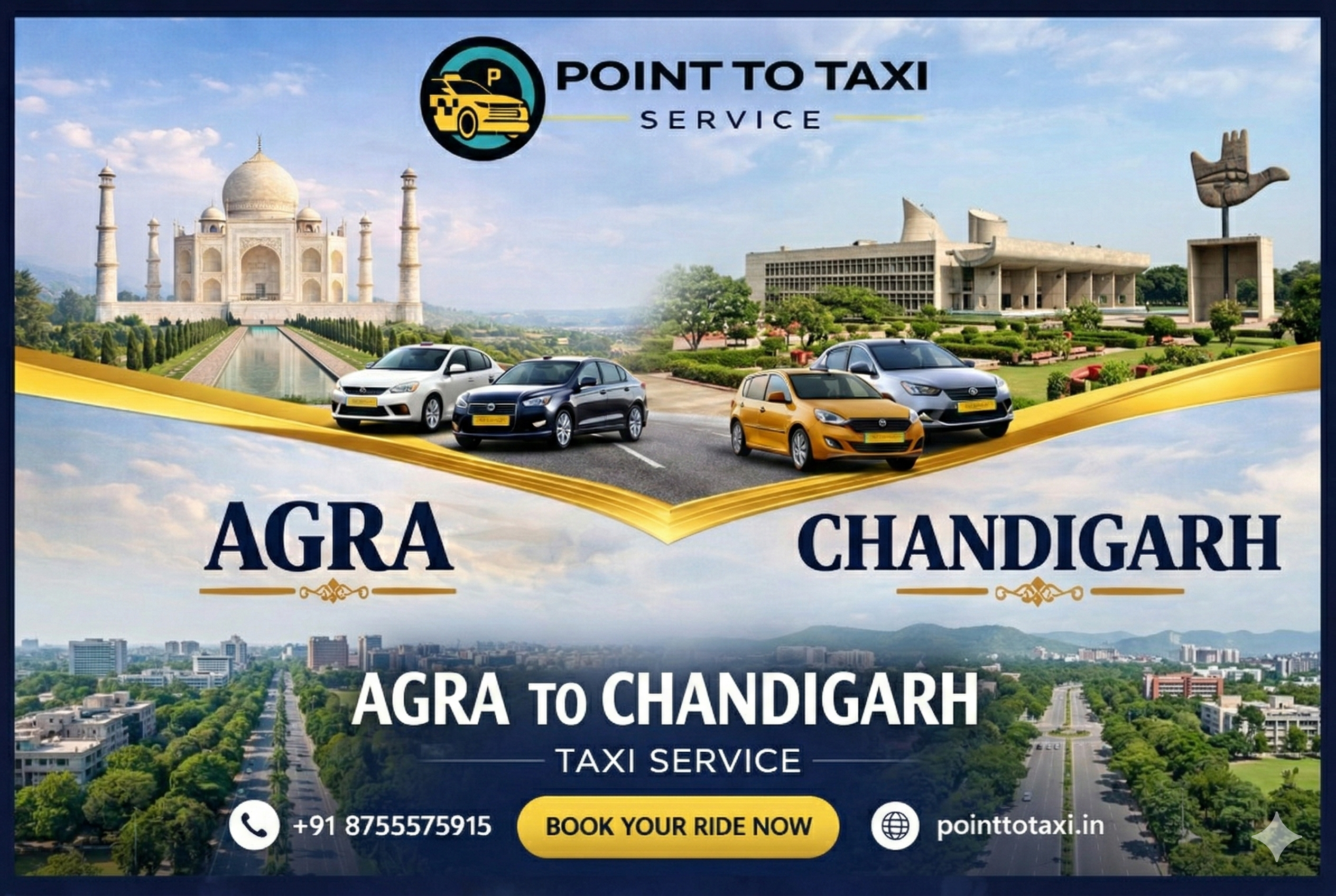 Agra to Chandigarh Taxi Service - Point to Taxi Service